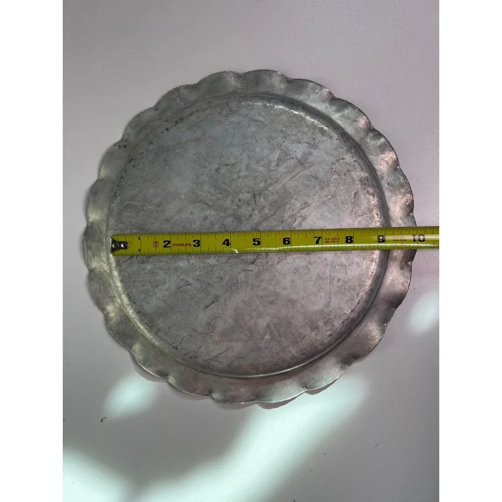 Hand Forged Aluminum Serving Tray 12 Inch Vintage Rose Hammered Floral‎ MCM